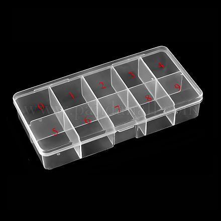 プラスチックネイルアートツールボックス  ネイルアート装飾収納ボックス  9のコンパートメント  ナンバーマーク付き  透明  18x9.1x3.3cm MRMJ-Q034-068B-1