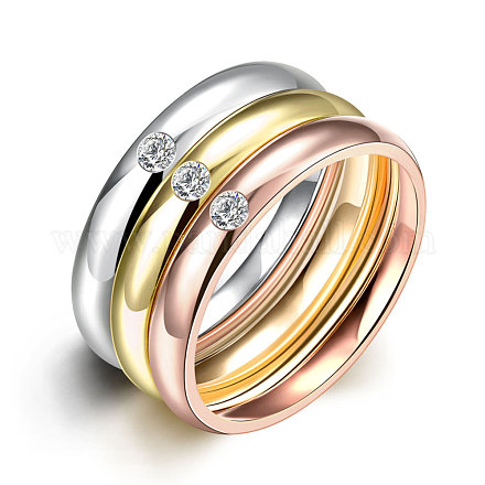 Moda 316 l anillos de circonio cúbico de acero titanio para mujer RJEW-BB07026-8A-1