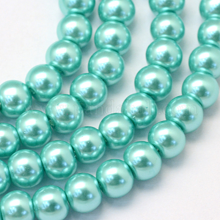 Backen gemalt pearlized Glasperlen runden Perle Stränge HY-Q330-8mm-65-1