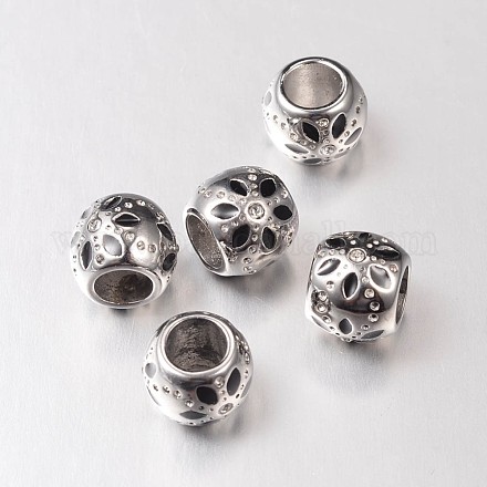 Rondelles avec des fleurs 304 émail en acier inoxydable européennes grosses perles de trou OPDL-E005-07P-1