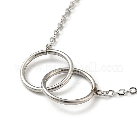 304 pulsera de acero inoxidable con anillos entrelazados para mujer. BJEW-G640-04P-1