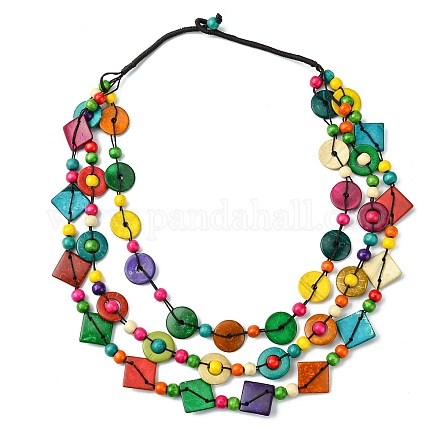 Gefärbte natürliche Kokosnuss-Rhombus-Perlen-Halsketten mit 3 Lage NJEW-A007-02C-1