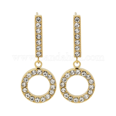 Серьги-гвоздики из нержавеющей стали с ионным покрытием (IP) со стразами для женщин EJEW-M024-05A-G-1