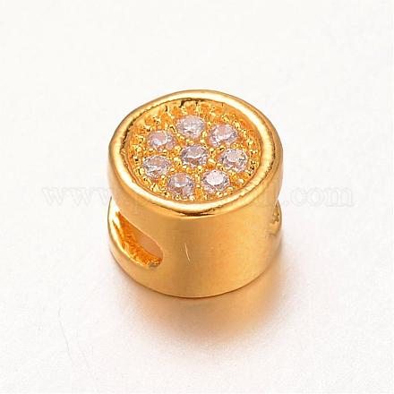 Brass Micro Pave Cubic Zirconia  Slide Charms ZIRC-H061-29G-1