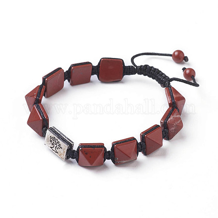 Natürliche rote Jaspis geflochtene Perlen Armbänder BJEW-I273-J06-1