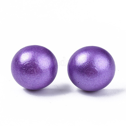 女の子の女性のための真珠色の半円形のシマウッドのイヤリング  外科用316ステンレス鋼ピン付きスタッドピアス  紫色のメディア  11x4.5mm  ピン：0.7mm EJEW-N048-001-08-1
