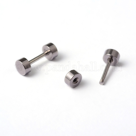 Boucles d'oreilles cartilage barbell plat rond 304 acier inoxydable EJEW-L164-01P-1