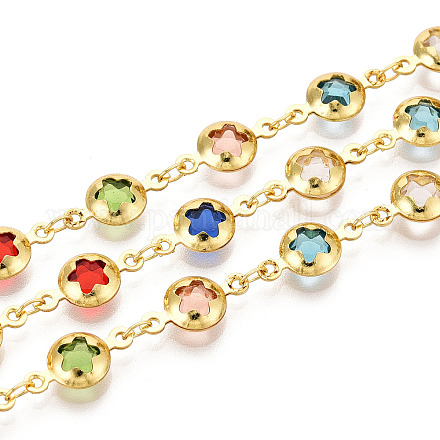 Латунный плоский круглый с цветочными звеньями CHC-N023-06G-1