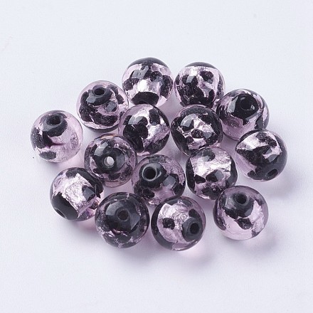 Perles vernissées de feuille en argent manuelles LAMP-J089-Q02-1
