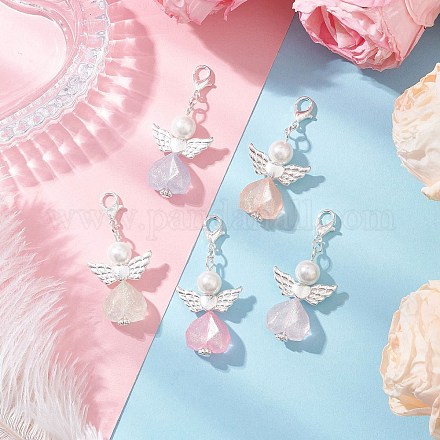 Акриловые подвески в форме сердца ангела HJEW-JM03655-02-1
