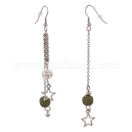 (vente de bijoux fêtes d'usine) boucles d'oreilles pendantes en pierre de lave synthétique EJEW-F184-05AS-1