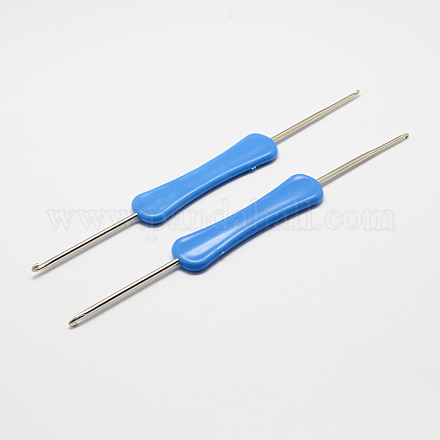 プラスチック製のハンドル鉄かぎ針編みのフック針  コーンフラワーブルー  ピン：1.0~2.0mm  160x17x5mm TOOL-R038B-01-1