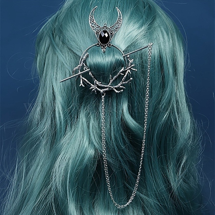 ゴシック魔女テーマの枝合金ラインストーンヘアカフピン ヘア