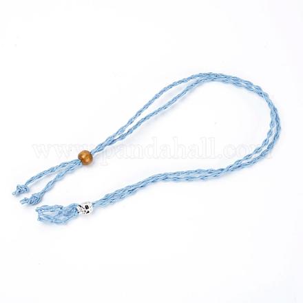 Fabricación de collar de bolsa de macramé de cordón encerado trenzado ajustable MAK-WH0009-02H-1