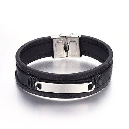 Leather Cord Multi-Strand Bracelets BJEW-E352-43P-1