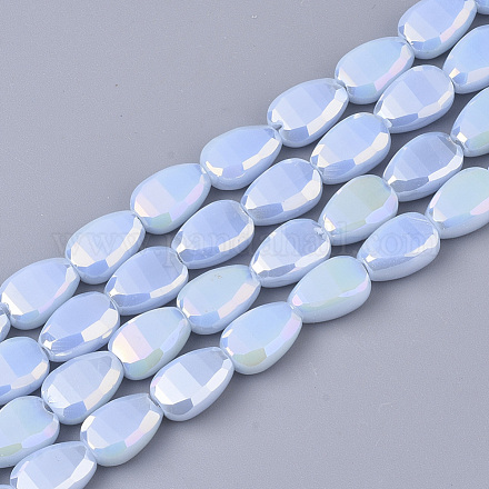Electroplate Opaque Solid Color Glass Beads Strands EGLA-T020-02C-1