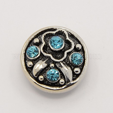 (Clearance Sale)Antique Silver Zinc Alloy Rhinestone Buttons SNAP-M003-41-1
