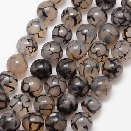 Chapelets de perles en agate veine de dragon naturelle G-K166-14-8mm-01-1