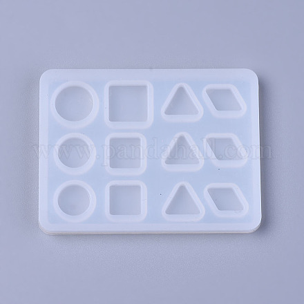 シリコンモールド  レジン型  UVレジン用  エポキシ樹脂ジュエリー作り  フラットラウンドおよび正方形および三角形および四角形  ホワイト  50x66.5x5.5mm  内径：8~12x8~12mm DIY-L014-18-1
