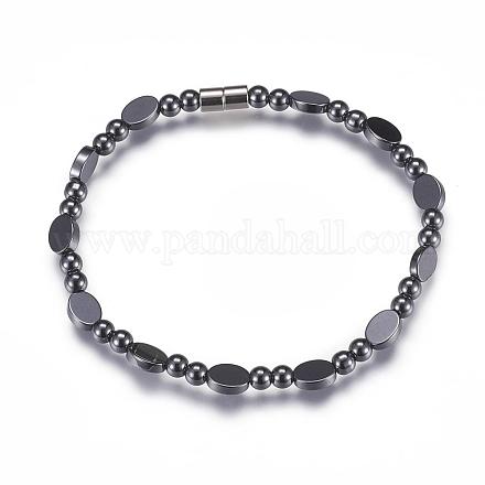 Non-Magnetic Synthetic Hematite Beaded Bracelets BJEW-P178-15-1