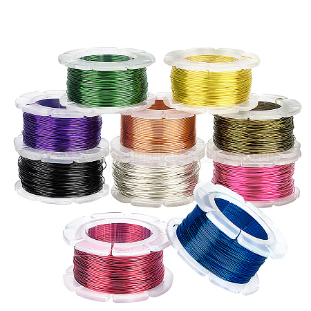 Wholesale PandaHall Elite 5 Rolls 5 Colors Round Copper Craft Wire 