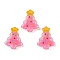 Glass Enamel Beads, Christmas Trees, Pink, 18x15x7mm, Hole: 1.2mm