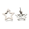 304 Stainless Steel Hollow Star Stud Earrings, Stainless Steel Color, 21x21.5mm
