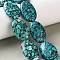 Synthetic Imperial Jasper Beads, Dyed, Flat Oval, Teal, 30~30.5x20.5x7.5~8mm, Hole: 1.2mm, about 14pcs/strand, 15.55''(39.5cm)