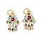 Brass Micro Pave Cubic Zirconia Pendants, Rack Plating, Hamsa Hand, Lead Free & Cadmium Free, Long-Lasting Plated, with Jump Ring, Real 18K Gold Plated, 15.5x11x3mm, Hole: 3.5mm