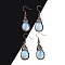 Opalite Teardrop Dangle Earrings, Red Copper Plated Brass Earrings for Women, 48x15mm