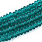 Handmade Frosted Lampwork Beads Strands, Rondelle, Teal, 8x3.5~4.5mm, Hole: 1.5mm, about 108pcs/Strand, 15.75 inch