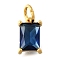925 Sterling Silver Pave Clear Cubic Zirconia Charms, Rectangle, with Jump Ring, Golden, Marine Blue, 9.5x6.5x4mm