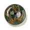 Synthetic Gold Clinquant Stone Pendants, Dyed, Flat Round Charms, Green, 40x12.5mm, Hole: 4.5mm