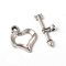 Tibetan Style Alloy Heart Toggle Clasps, Mother's Day Jewelry Making, Lead Free and Cadmium Free, Heart, Antique Silver, Heart: about 13mm wide, 16mm long, Bar: about 19mm long, hole: 1mm