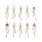 Glass Pendants, Sunny Doll, with Brass Cable Chains & Loop, Mixed Color, 61x11.5x11.5mm, Hole: 2mm