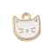 Rack Plating Alloy Enamel Charms, Cadmium Free & Lead Free, Light Gold, Cat Shape Charm, White, 14.5x13x1mm, Hole: 2.5mm