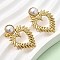 201 Stainless Steel ABS Plastic Pearl Stud Earrings, with 304 Stainless Steel Pins, PVD Vacuum Plating, Golden, Heart, 32.5x24mm