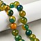 Natural Multi-Color Agate Beads Strands, Dyed & Heated, Round, Dark Olive Green, 14mm, Hole: 1.5mm, about 28pcs/strand, 15.31''(38.9cm)
