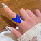 Heart Brass with Acrylic Finger Rings for Women, Golden, Blue, Heart: 21x20mm, Inner Diameter: 18mm