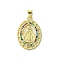 Real 18K Gold Plated Brass Micro Pave Random Color Cubic Zirconia Pendants, Oval with Virgin Mary Pattern Charms, Colorful, 26x18x3mm, Hole: 3x4mm