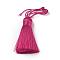 Polyester Tassel Big Pendants, Ice Silk Tassel, Deep Pink, 50~57x12mm