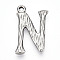 304 Stainless Steel Pendants, Letter Charms, Letter N, 22.5x14x3mm, Hole: 1.6mm