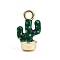 Alloy Enamel Charms, Cactus, 14x8.5x6mm, Hole: 1.8mm