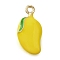 Alloy Enamel Pendants, Fruits, Golden, Mango, 19.5x9.5x5.5mm, Hole: 1.6mm