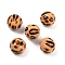 Painted Wood European Beads, Large Hole Beads, Round, Sandy Brown, Leopard, 15.5mm, Hole: 4~4.5mm