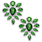 2Pcs Glass Rhinestone Cabochons, Flat Back & Back Plated, Teardrop, Peridot, 77x63x8mm