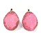 Natural Quartz Crystal Pendants, with Golden Plated Brass Findings and Shell, Oval Charms, Dyed, 49x36.5x27mm, Hole: 7.5x4.5mm