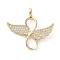 Brass Micro Pave Cubic Zirconia Pendants, Cadmium Free & Nickel Free & Lead Free, Wings, Golden, 22x23.5x1.5mm, Hole: 3x2mm