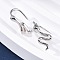 Snake Brass Micro Pave Cubic Zirconia Dangle Earrings, Cadmium Free & Lead Free, Long-Lasting Plated, Rack Plating, Platinum, 17.5x7.5x9.5mm