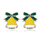 Simple Christmas Alloy Dangle Earrings, with Enamel, Real 18K Gold Plated, Christmas Bell